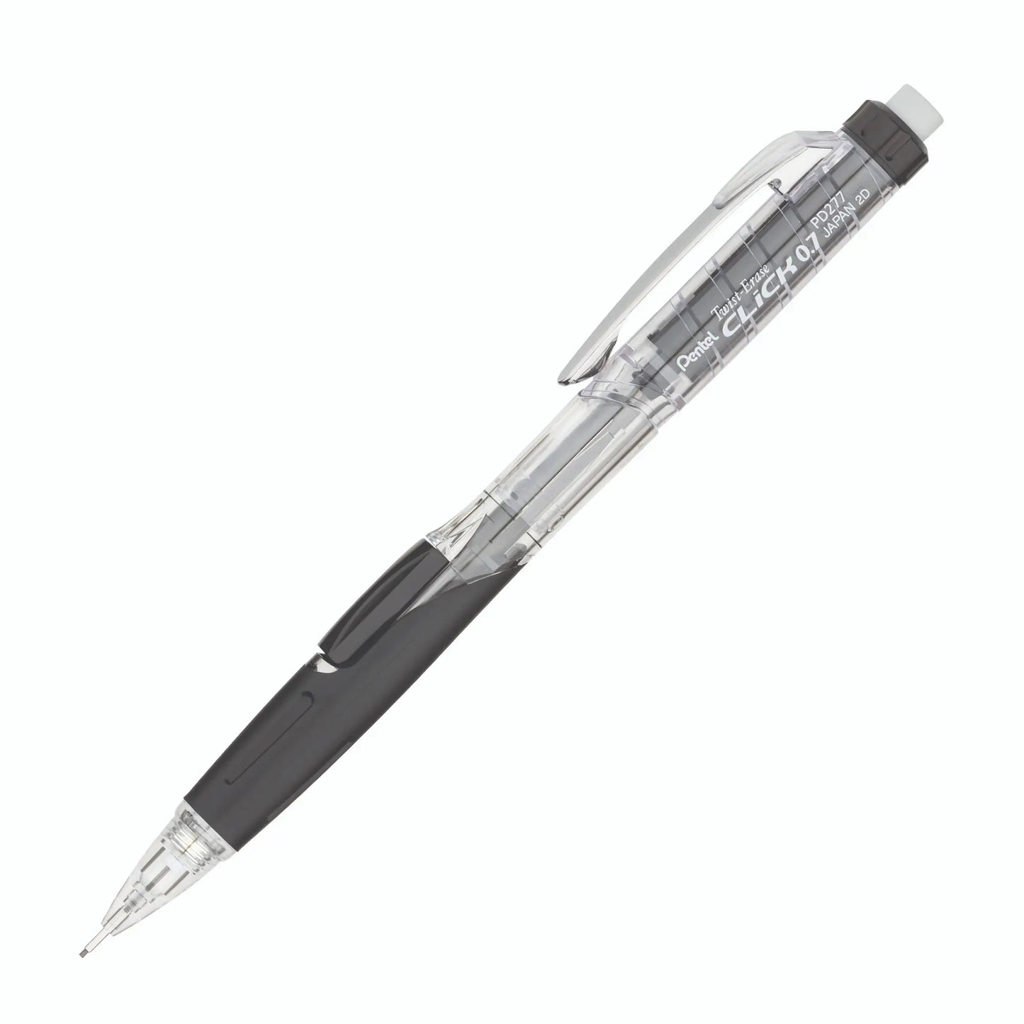 Twist-Erase Click Mechanical Pencil 0.7mm - Clear Barrel, Green Grip Pentel Stationery of Canada