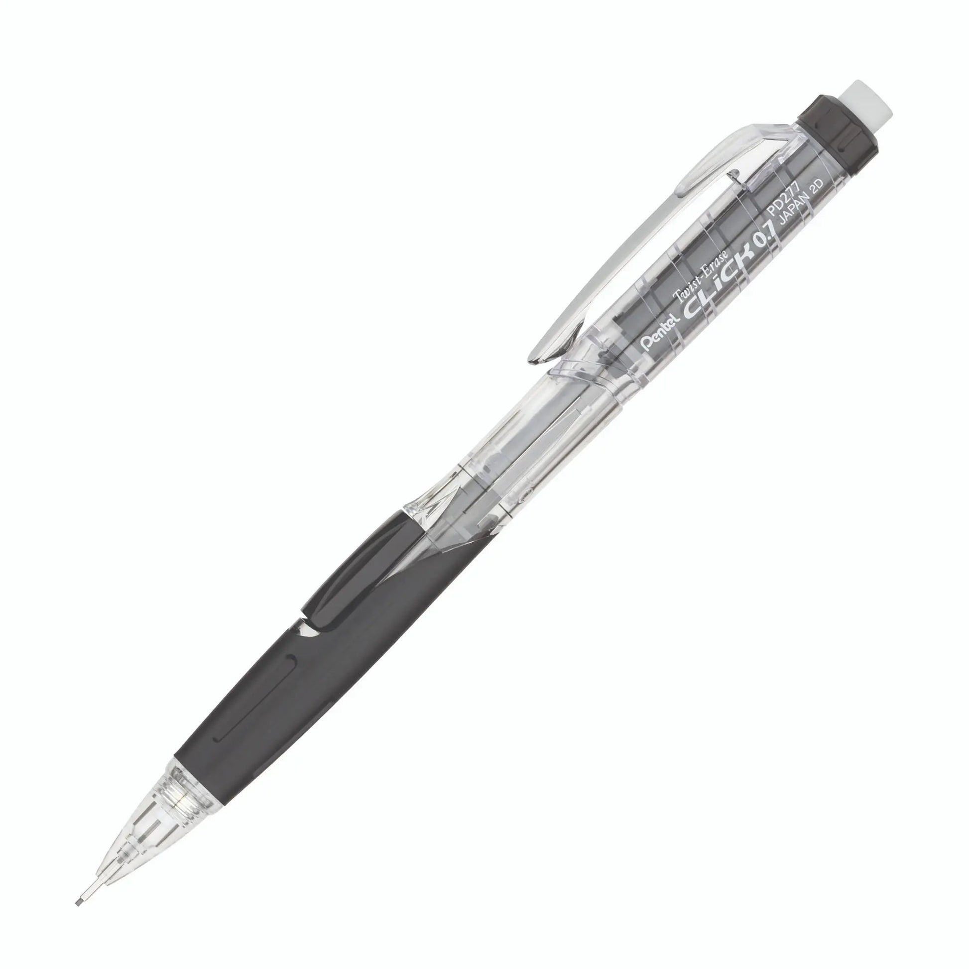 Twist-Erase Click Mechanical Pencil 0.7mm - Clear Barrel, Green Grip Pentel Stationery of Canada