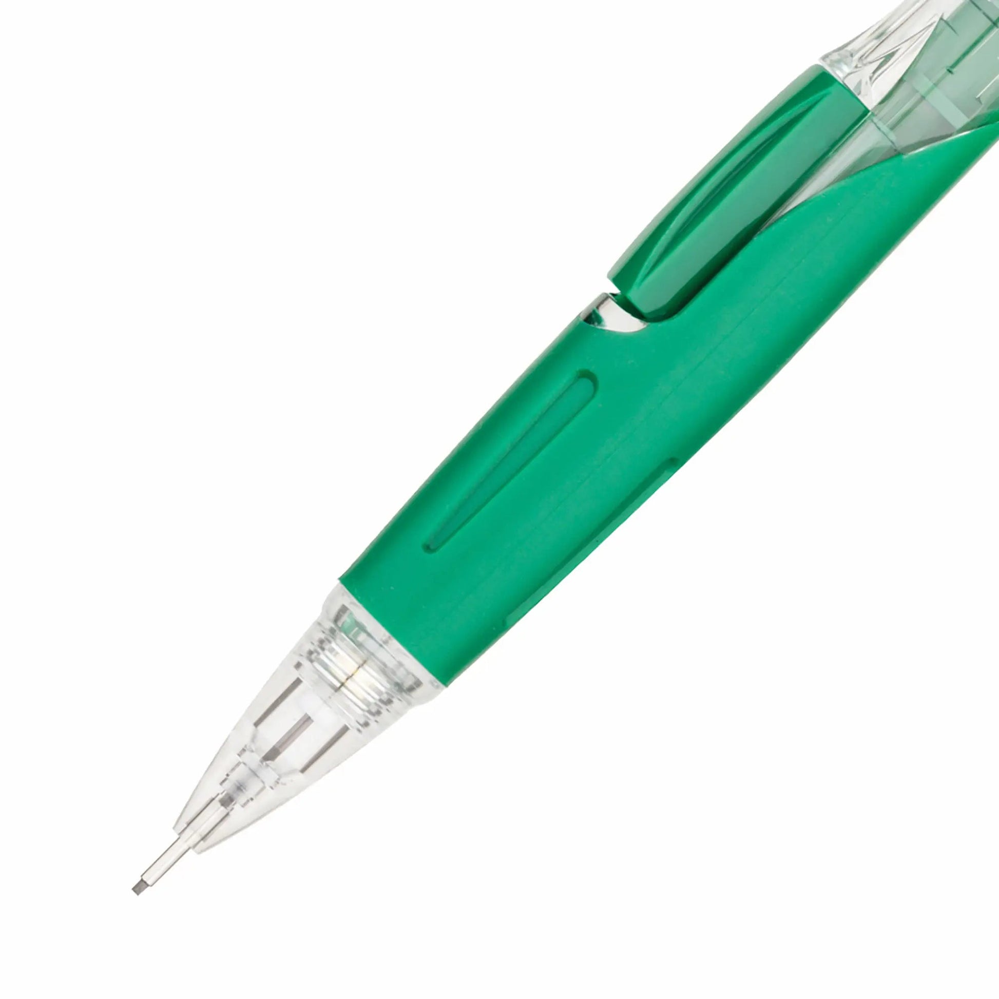 Twist-Erase Click Mechanical Pencil 0.7mm - Clear Barrel, Green Grip Pentel Stationery of Canada