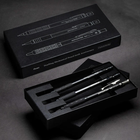 GraphGear 60th Anniversary Black Edition – Limited-Edition 3-Pen Set (GraphGear 100, GraphGear 500, and GraphGear 1000)