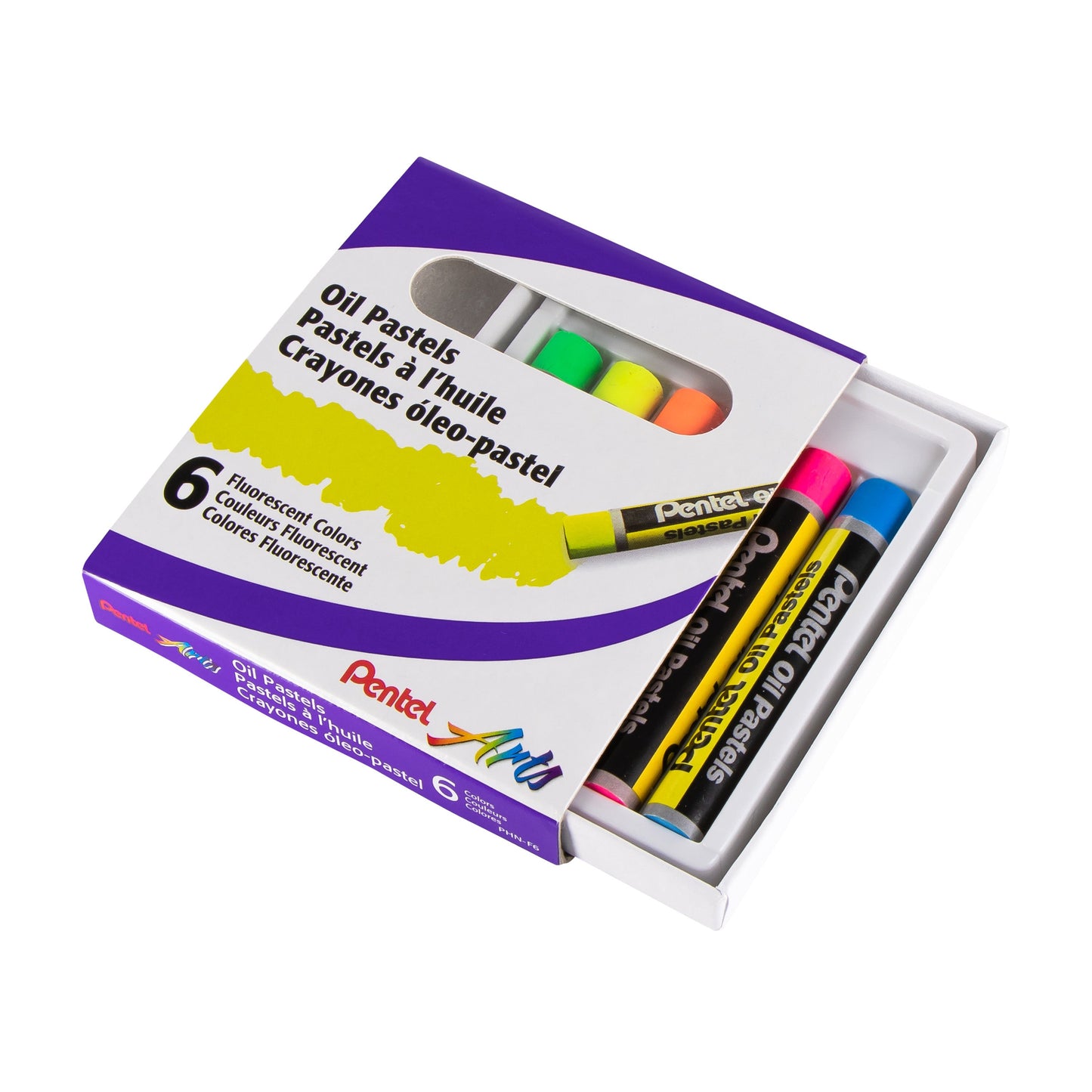 Pentel Arts Fluorescent Oil Pastels 6 Colour Set