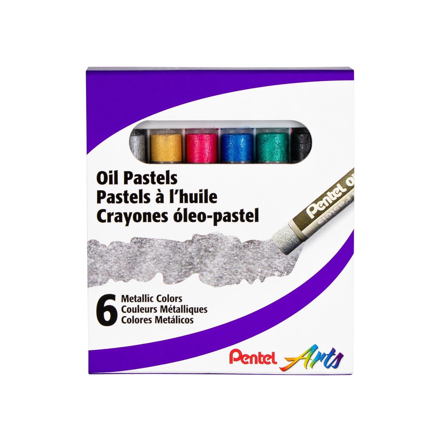 Pentel Arts Metallic Oil Pastels 6 Colour Set