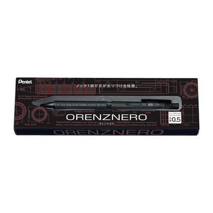 Pentel Orenz Nero Mechanical Pencil 0.5mm -  Black - Automatic Lead Forwarding - Metal Barrel