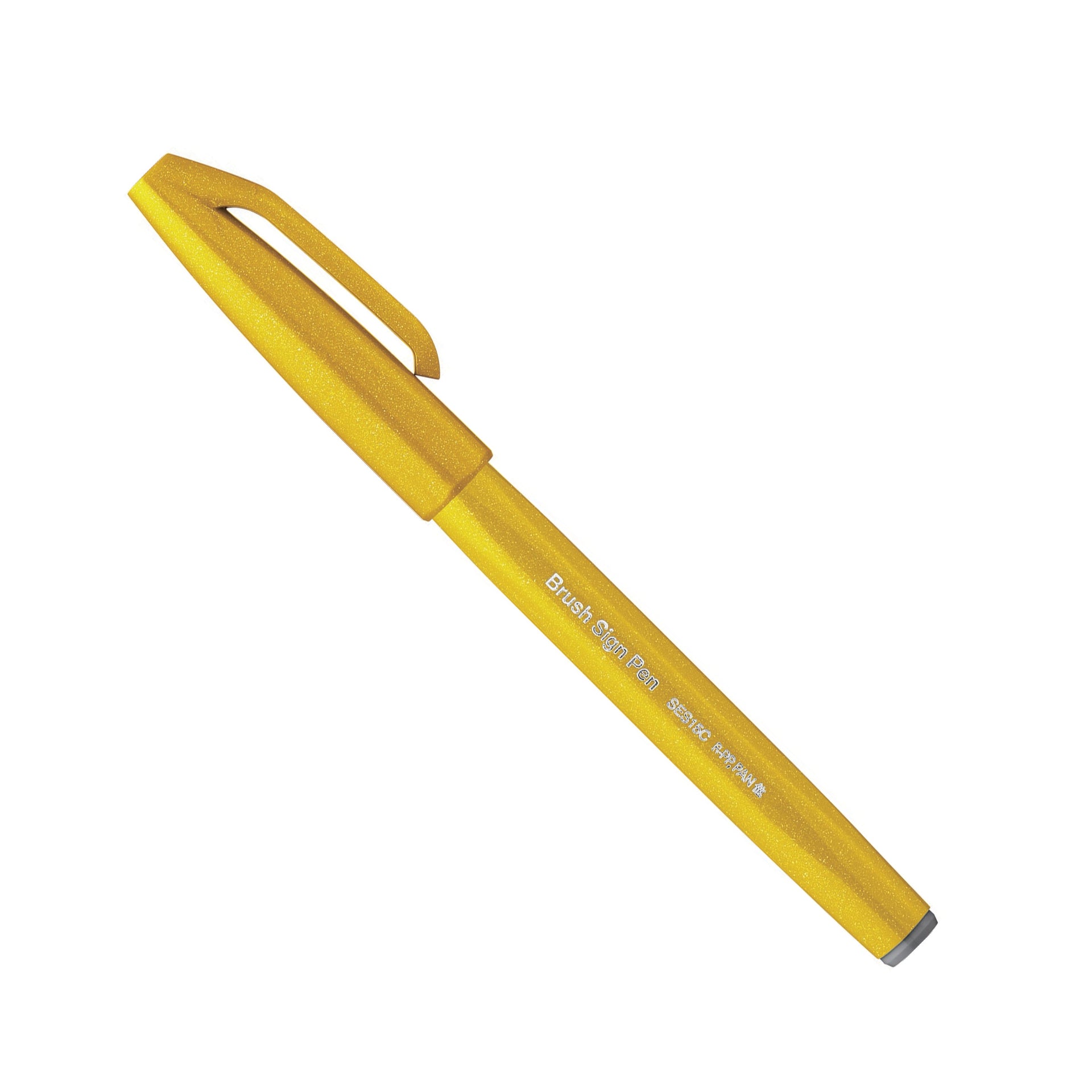 Pentel Arts Sign Pen Twin Brush 6-Pack - Water-Based Dye Ink, Broad & Fine Brush Tips, Yellow Hues Color Set