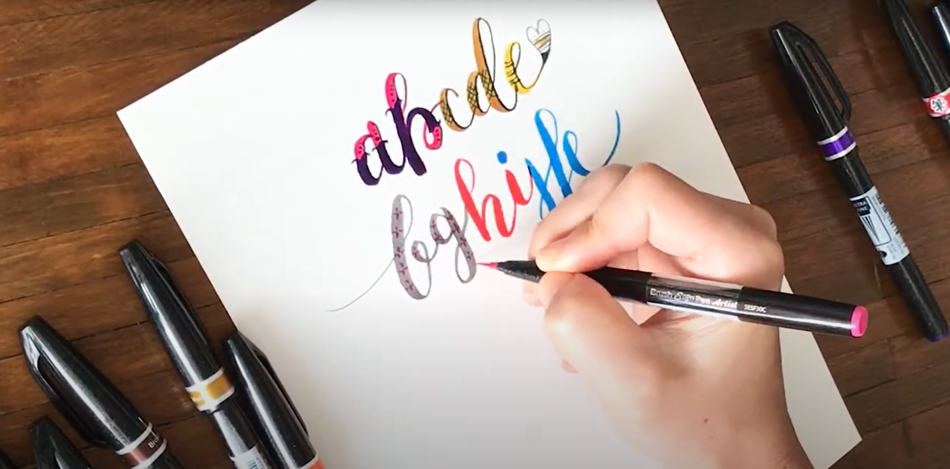 Load video: Advanced calligraphy with Pentel Arts colour brush