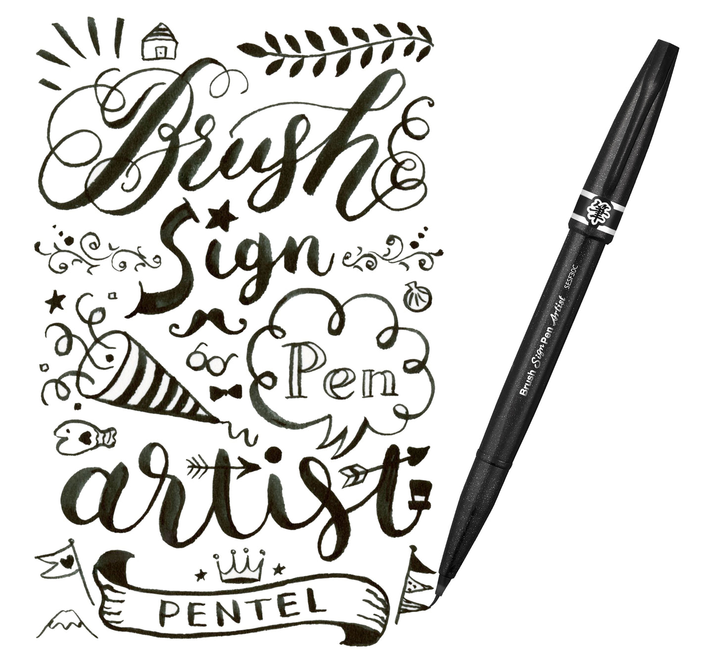 Pentel Arts Brush Sign Pen Artist Ultra Fine Brush Set 1
