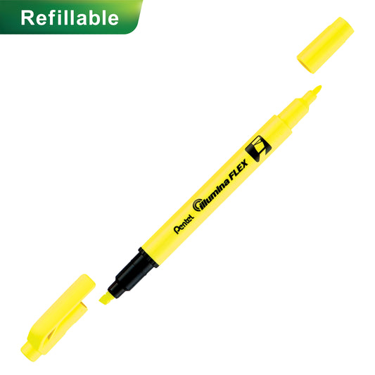 Yellow Ink Illumina Flex Liquid Highlighter Dual Tip Chisel and Bullet