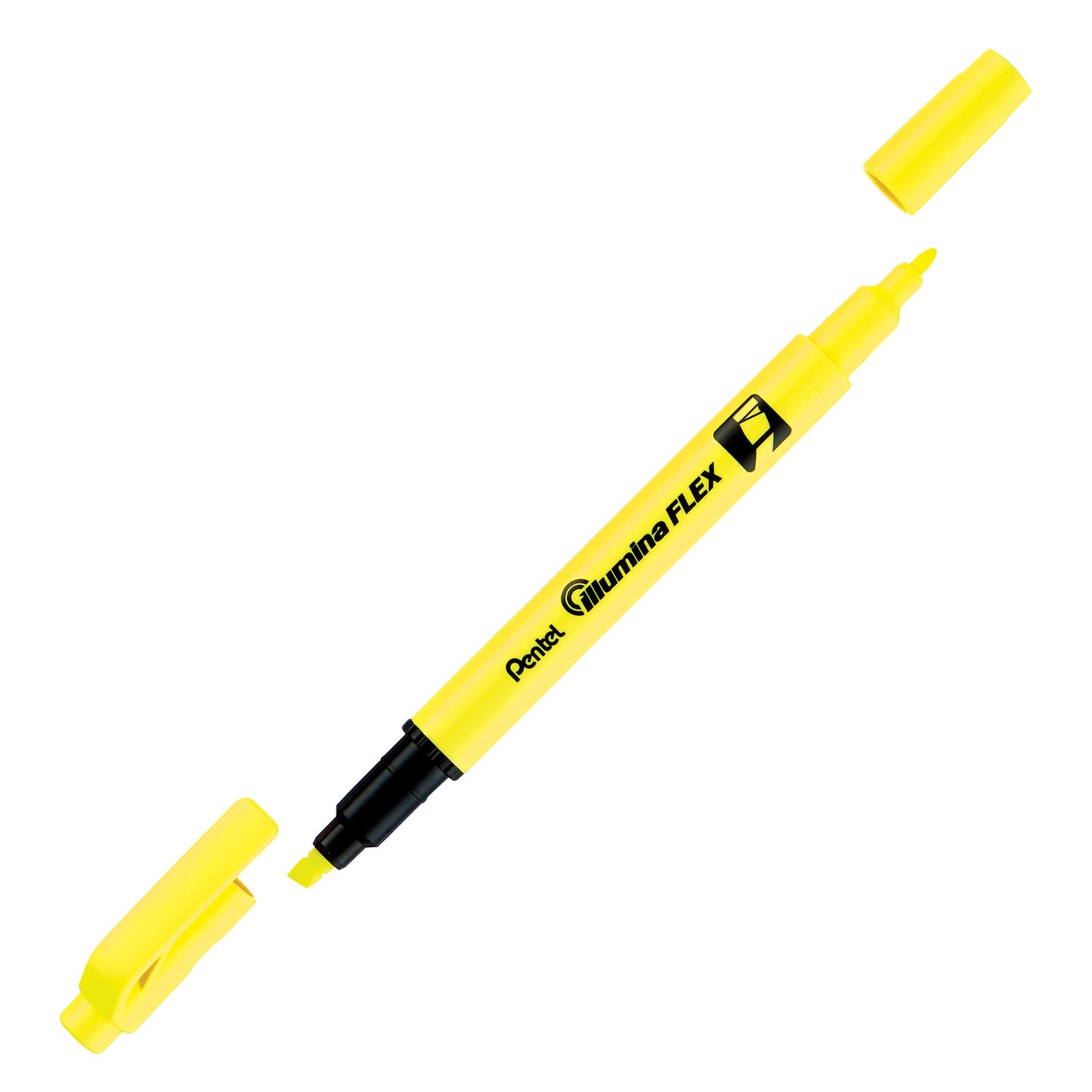 Pentel Illumina Flex Highlighter -  Yellow, Dual Tip Chisel and Bullet