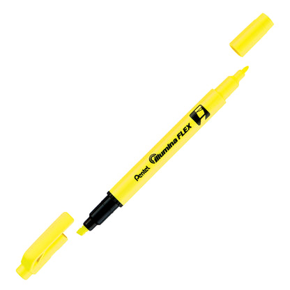 Pentel Illumina Flex Highlighter -  Yellow, Dual Tip Chisel and Bullet