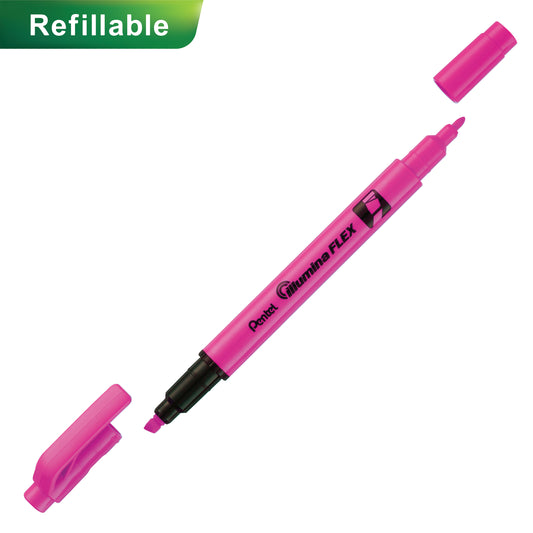 Pink Ink Illumina Flex Liquid Highlighter Dual Tip Chisel and Bullet