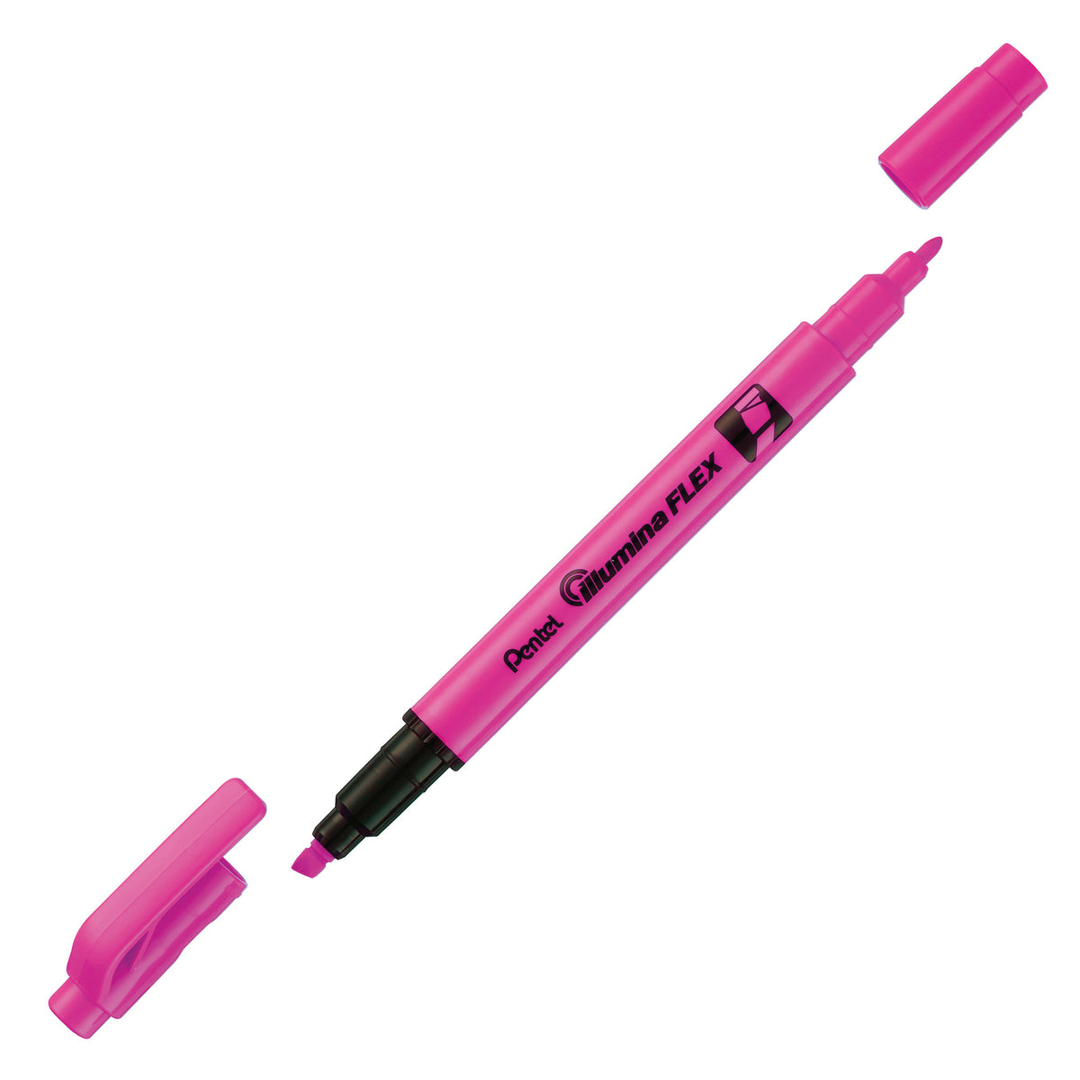 Pentel Illumina Flex Highlighter - Pink, Dual Tip Chisel and Bullet