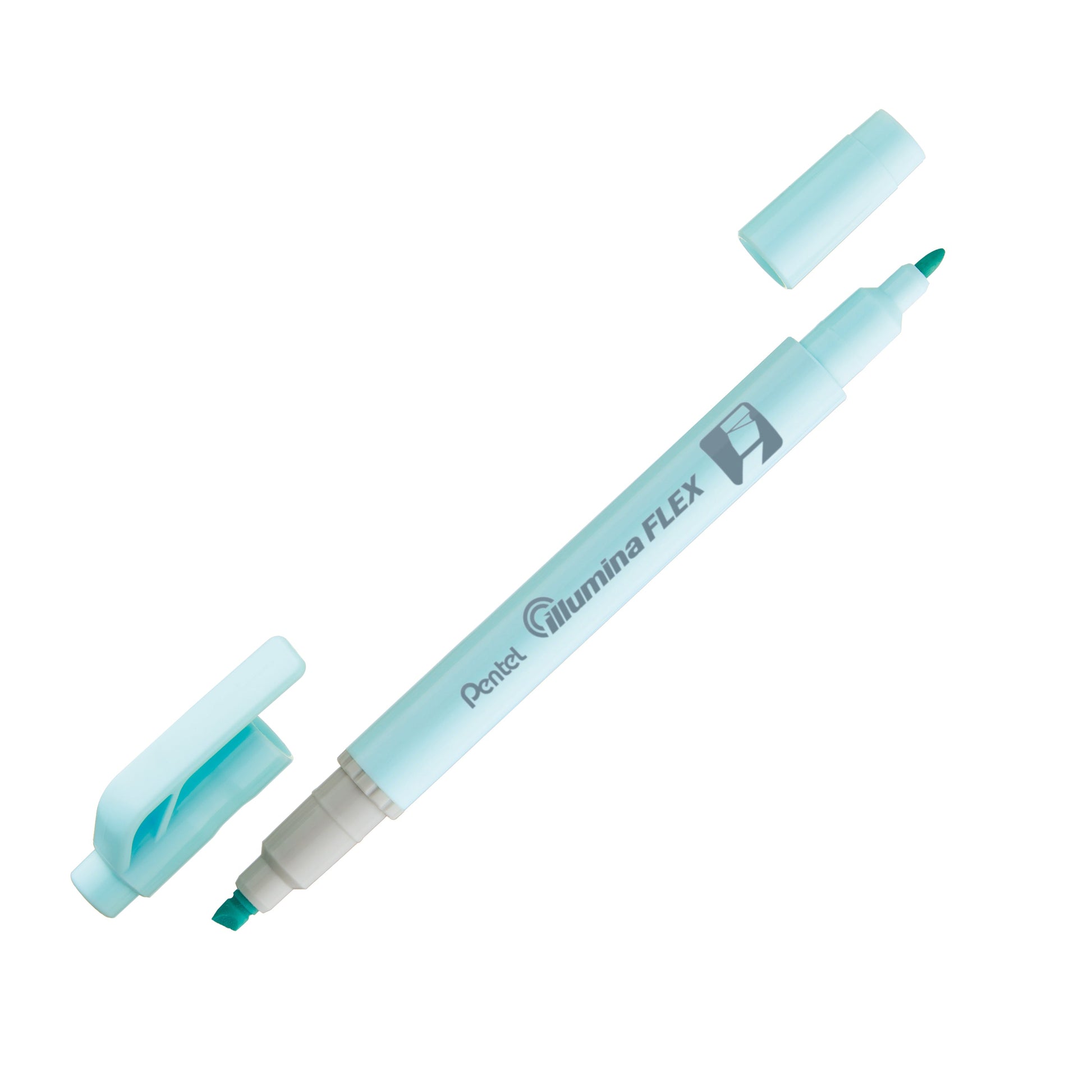 Pastel Sky Blue Ink Illumina Flex Liquid Highlighter Dual Tip Chisel and Bullet