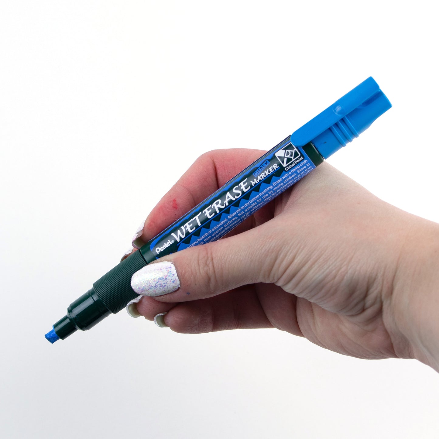 Blue Ink Pentel Arts Wet Erase Chalk Marker Small Chisel Tip