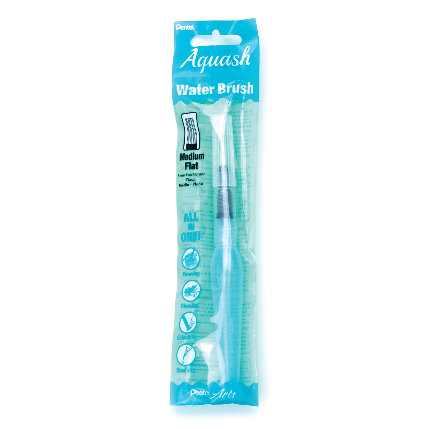 Pentel Arts Aquash Water Brush Flat Medium Brush 1pc Pack