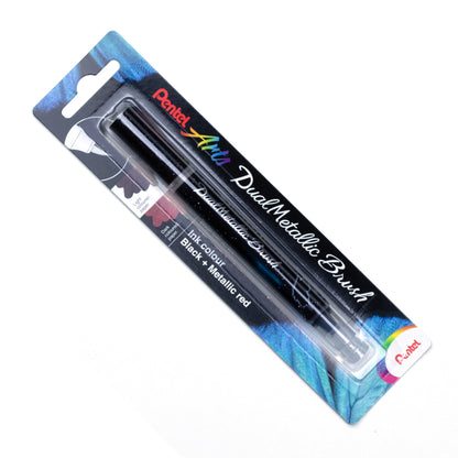 Dual Metallic Brush Black and Metallic Red Ink 1pc Pack