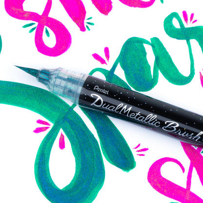 Dual Metallic Brush Green and Metallic Blue Ink 1pc Pack