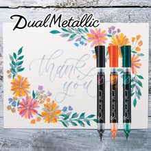 Pentel Dual Metallic Brush Pen Set 1 – 3 Colors (Black, Green, Orange) Pentel Stationery of Canada