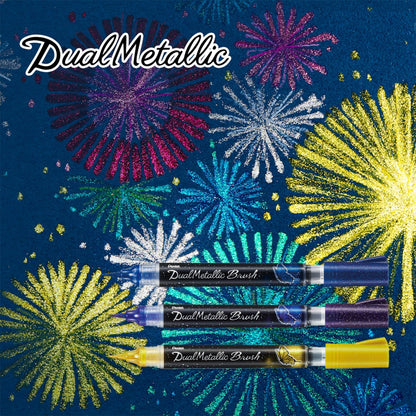 Pentel Dual Metallic Brush Pen Set 1 – 3 Colors (Black, Green, Orange) Pentel Stationery of Canada