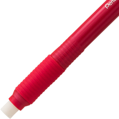 Clic Retractable Long Lasting Eraser Pen Shaped Red Barrel with Pocket Clip