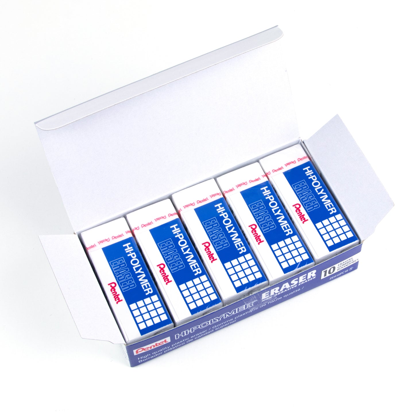 Hi-Polymer Large White Eraser 10pc Pack