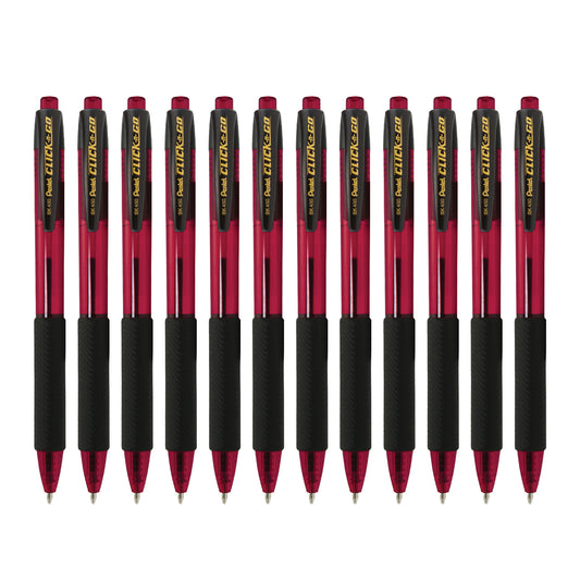 Click-N-Go Retractable Ballpoint Pen 1.0mm Red 12 pcs Set