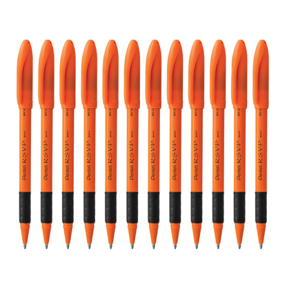 Capped R.S.V.P. Safety Colour 1.0mm Black Ink Orange Barrel 12 pc Set