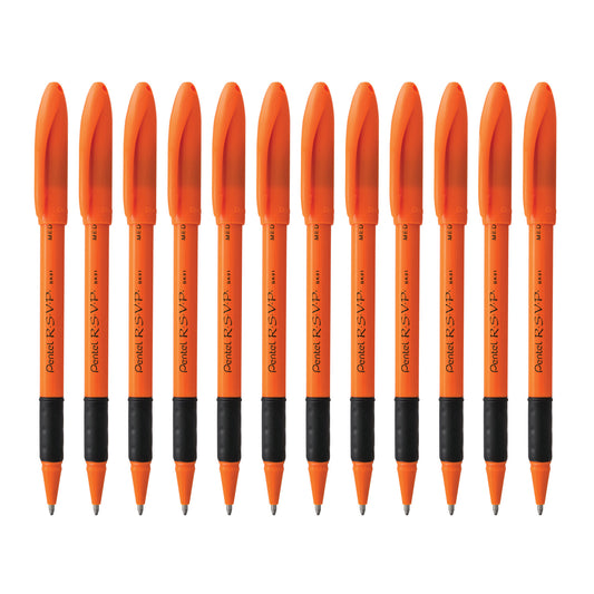 Capped R.S.V.P. Safety Colour 1.0mm Black Ink Orange Barrel 12 pc Set