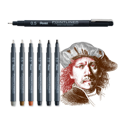 Pentel Pointliner Daily Drawing Starter 7-pack