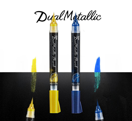 XGFH Dual Metallic Brush Pen Set (Gold & Blue)