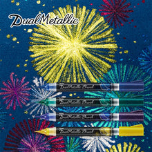 Pentel Dual Metallic Brush Pen Set 2 – 4 Colors (Blue, Green, Gold, Violet)