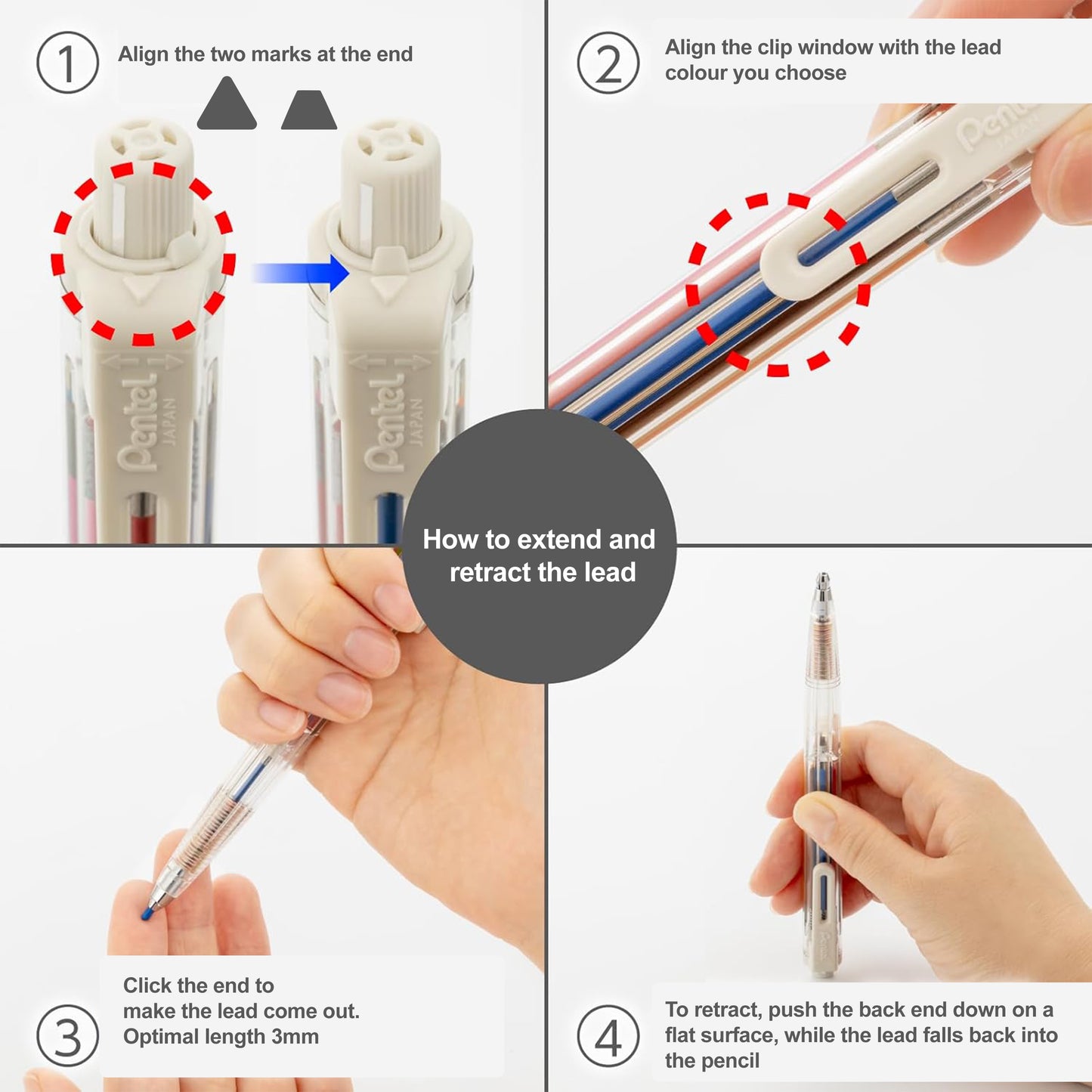 Art Multi 8 Colour Pencil Set (2.0mm) - Multi 8 Pen, 12 Colour Refills, Sharpener